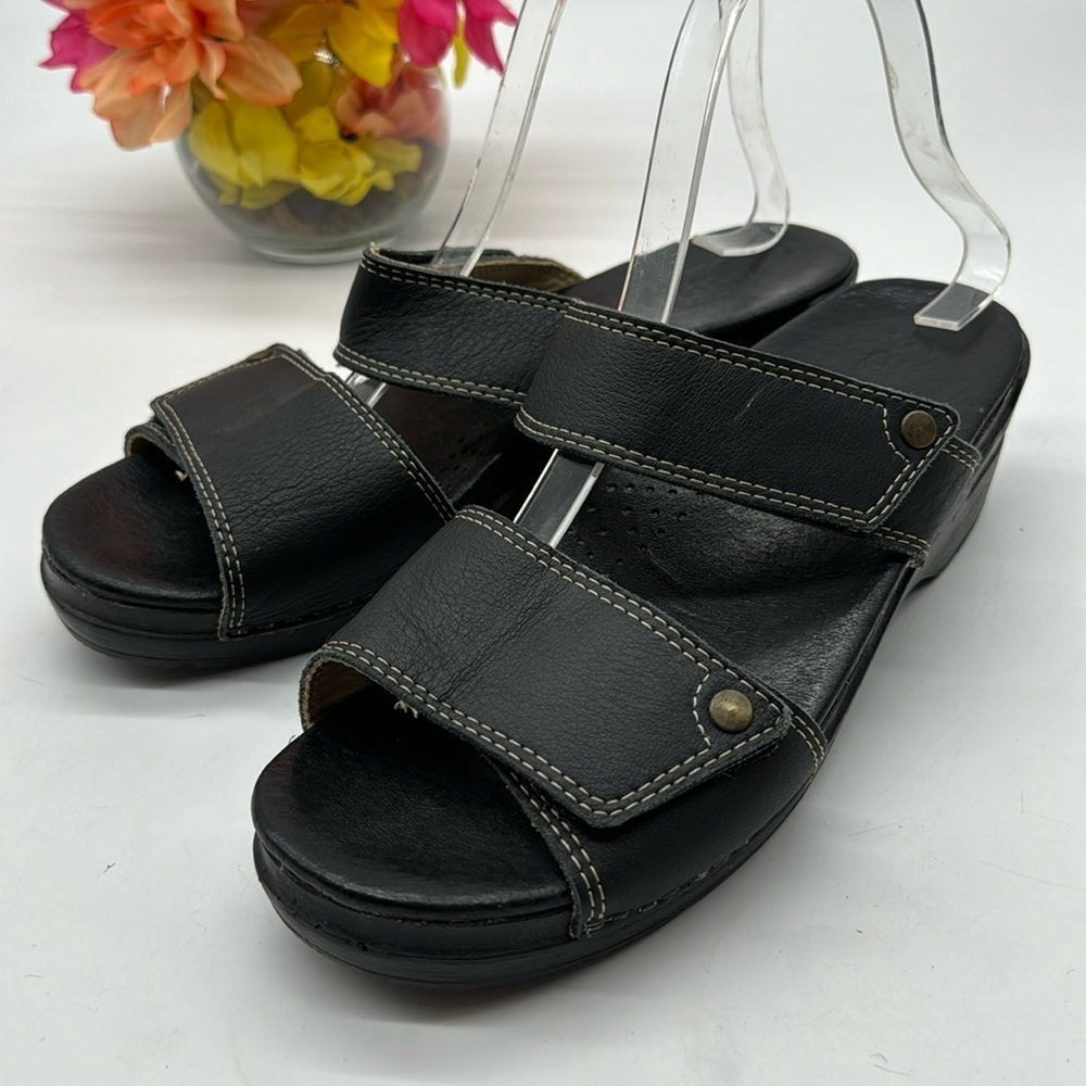Sanita Black Leather Clog Sandal EU Size 41 BSN6963D
